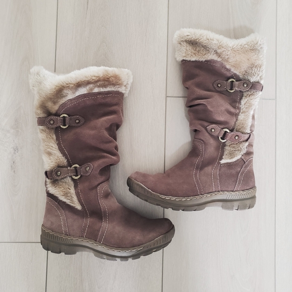 Naturalizer Brown Suede Leather Upper Faux Fur Shearling Lined Winter Boots Sz 7 - Picture 11 of 11